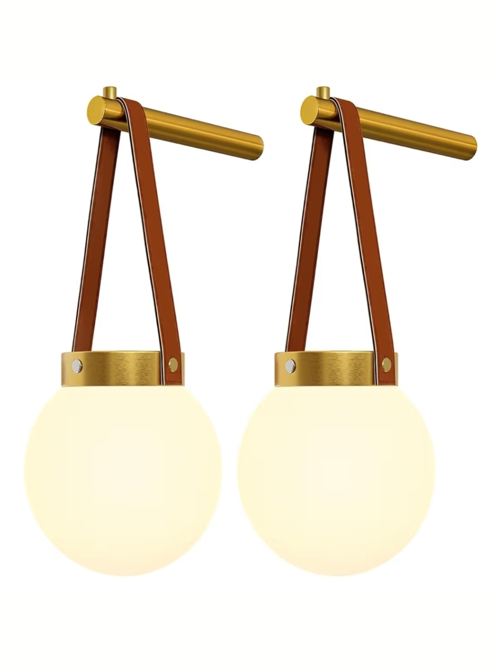 NWT 2pk Wireless Retro Globe Wall Sconces 15 Colors Dimmable Rechargable Gold